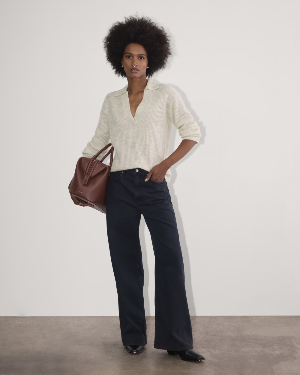 The Oversized Polo in Alpaca | Almond - Image 4