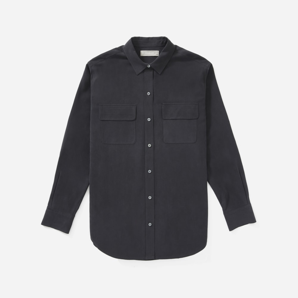 The Washable Silk Relaxed Shirt | Washed Black - Image 2