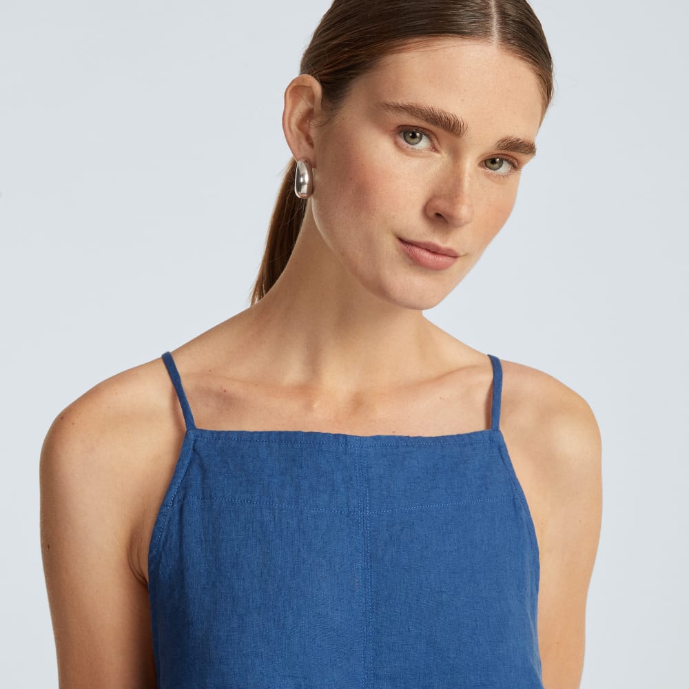 The Linen Apron Dress | Deep Blue - Image 4