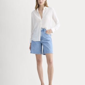 The Long A-Line Denim Short | Light Indigo