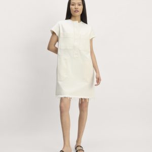 The Denim Workwear Shirtdress | Frayed Hem Bone