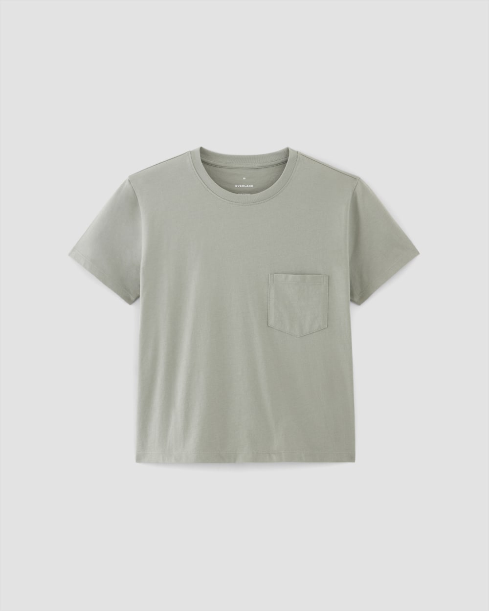 The Box-Cut Tee in Essential Cotton | Sage Green | Pocket - Image 2