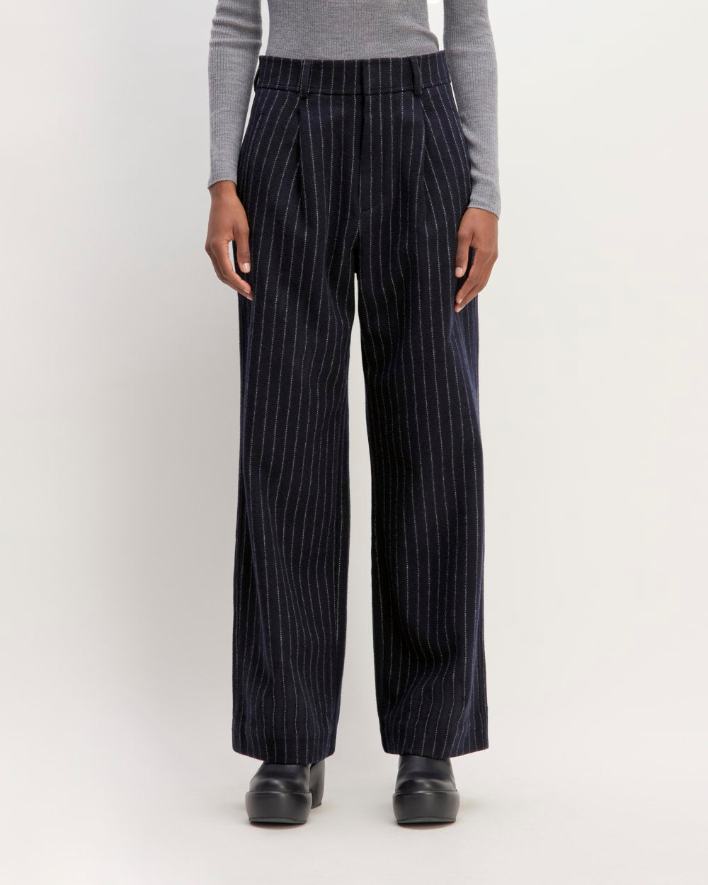 The ReWool® Way-High Drape Pant | Navy / Bone - Image 3
