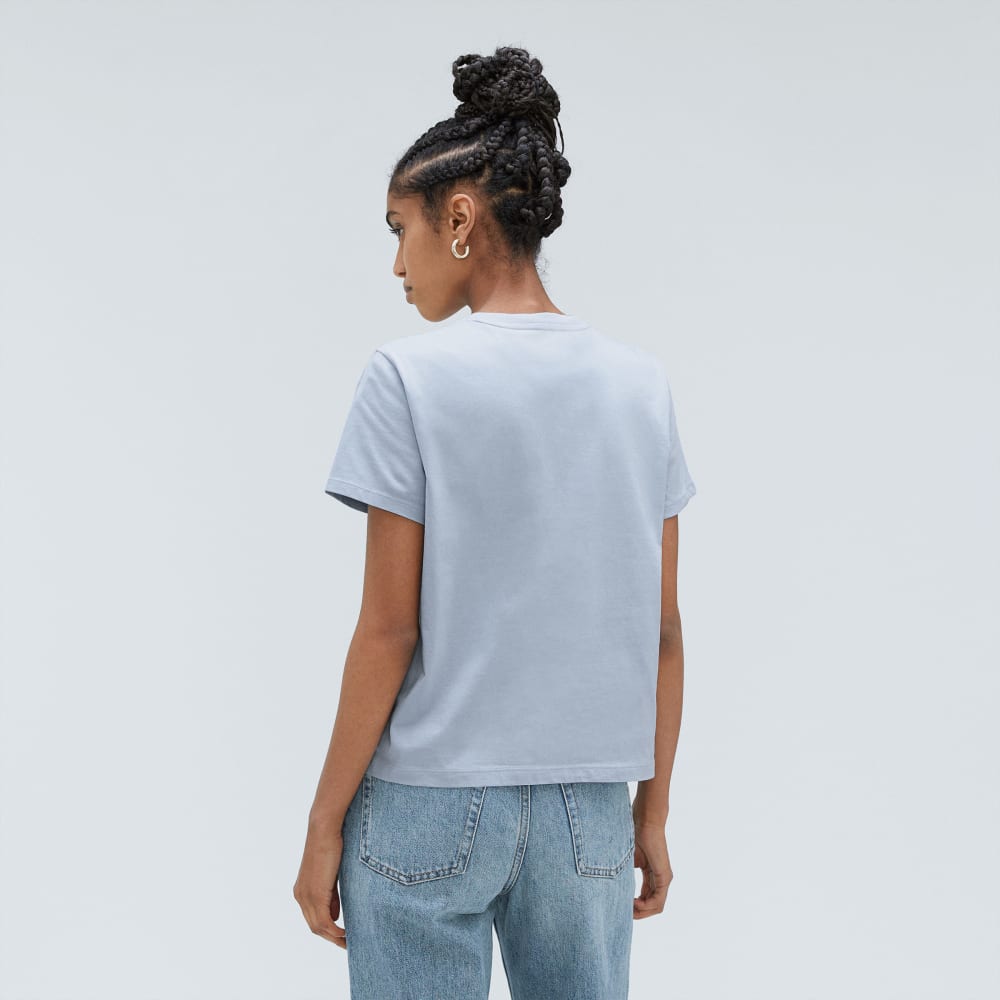 The Box-Cut Tee in Essential Cotton | Mist | Pocket - Image 3