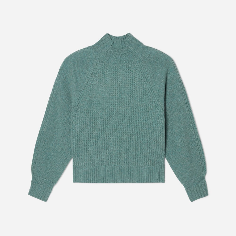 The Cashmere Ribbed Turtleneck | Heathered Dusty Aqua - Image 2