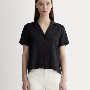 The Notch Shirt in Linen | Black