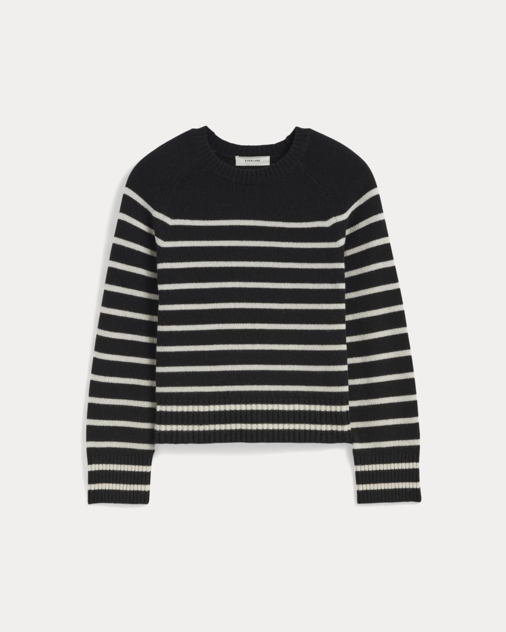 The Boxy Crew in Cashmere | Black / Bone - Image 2
