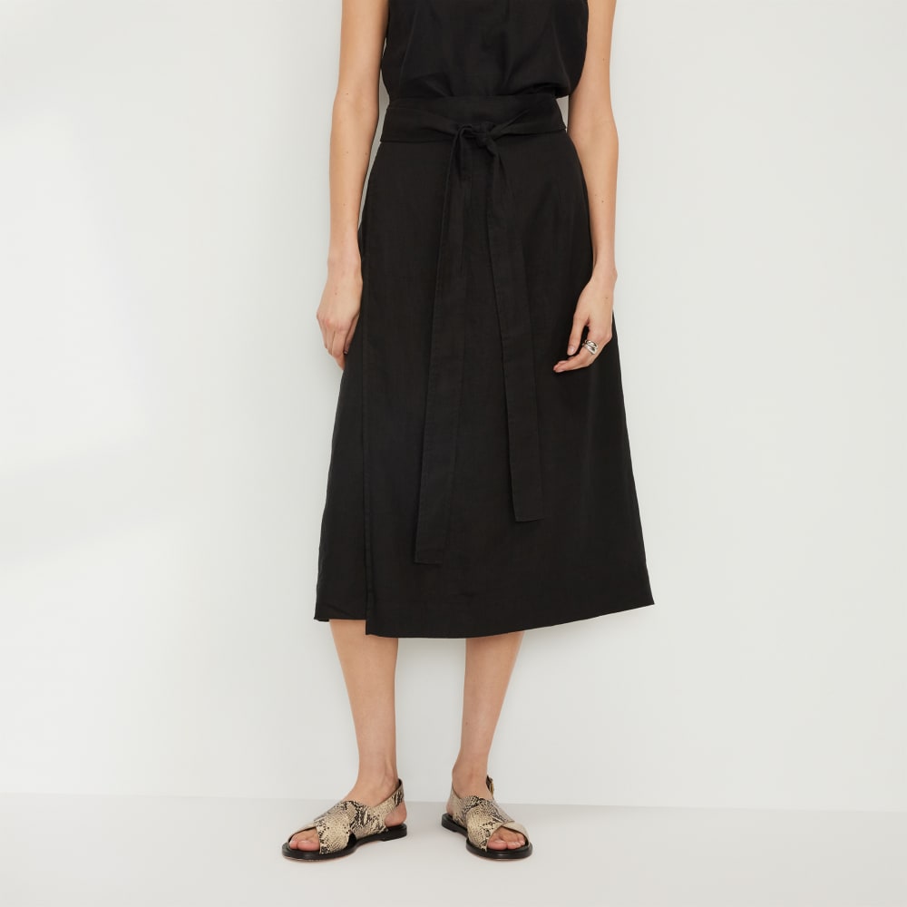The Linen Wrap Skirt | Black