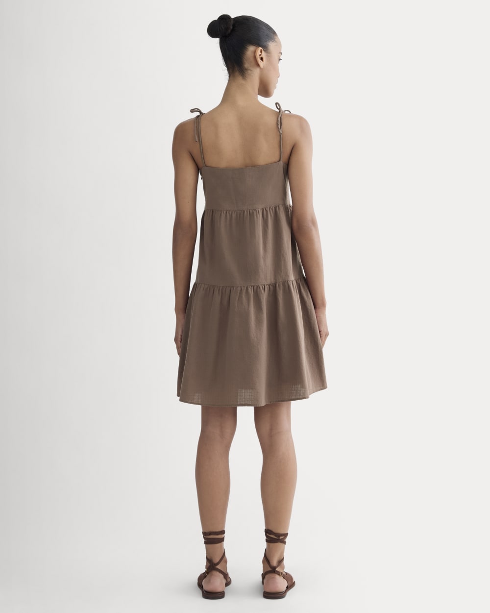 The Gauze Mini Tiered Dress | Mocha - Image 4