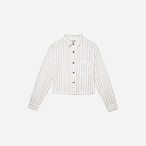 The Way-Short Shirt in Silky Cotton | Sand / White