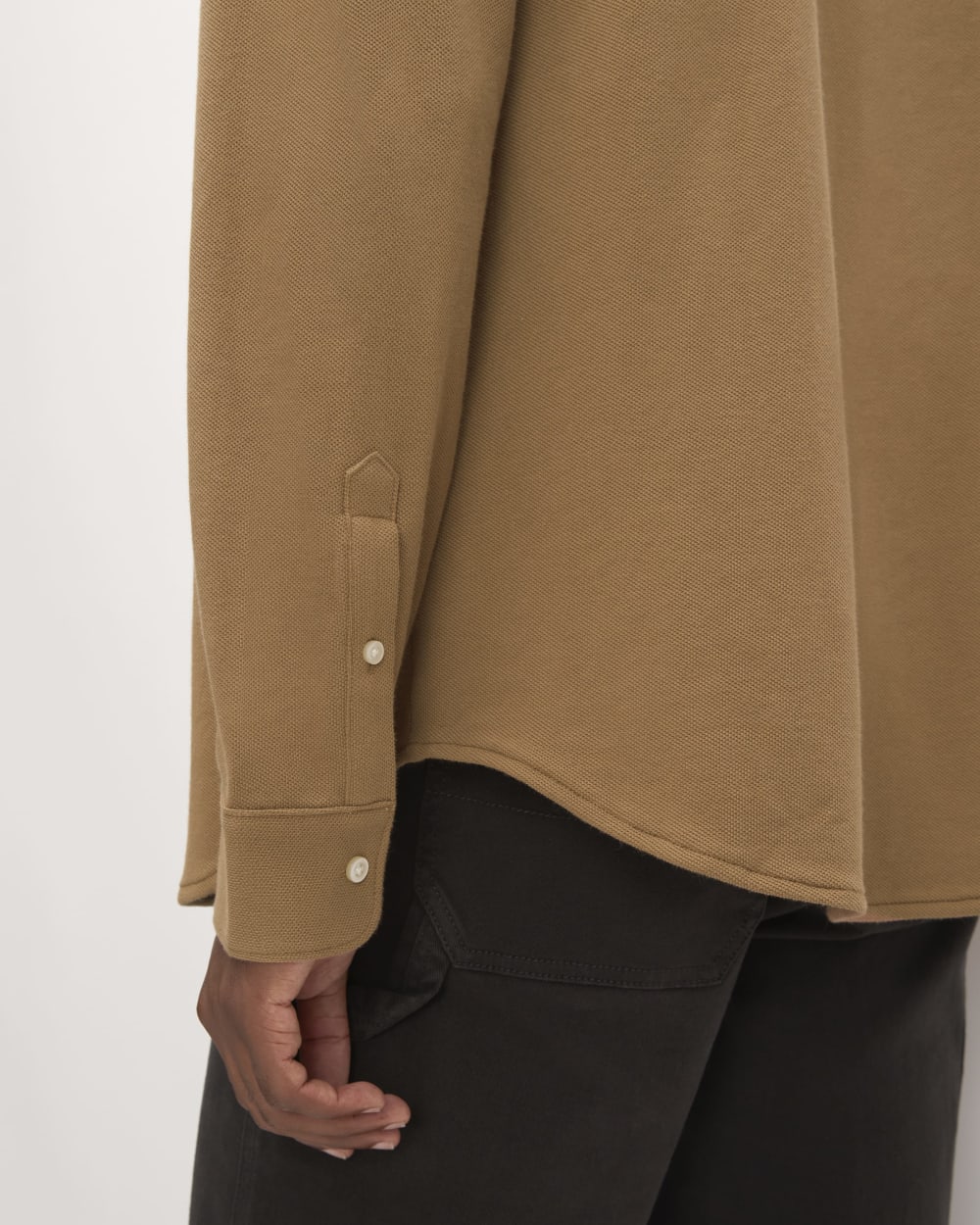 The Long-Sleeve Pique Shirt | Toasted Coconut - Image 5