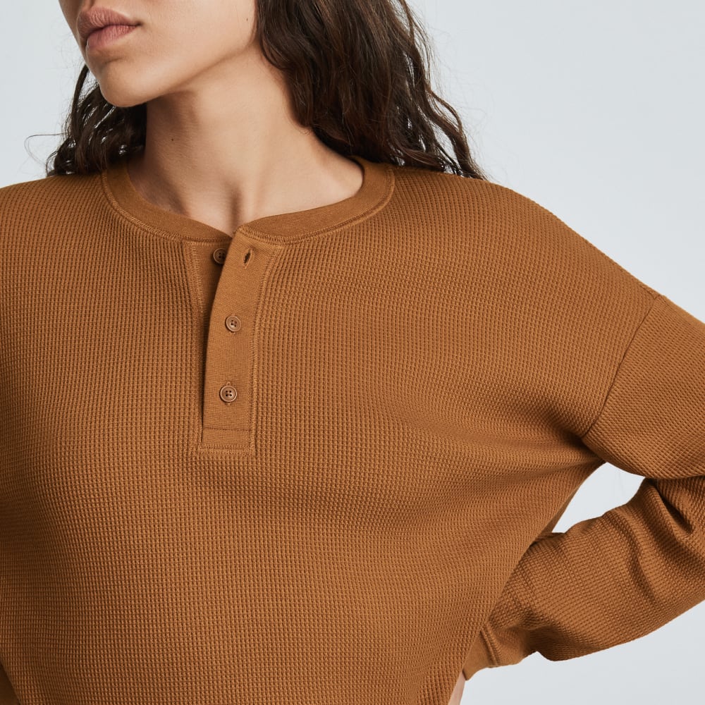The Organic Cotton Waffle Henley | Toasted Almond - Image 4