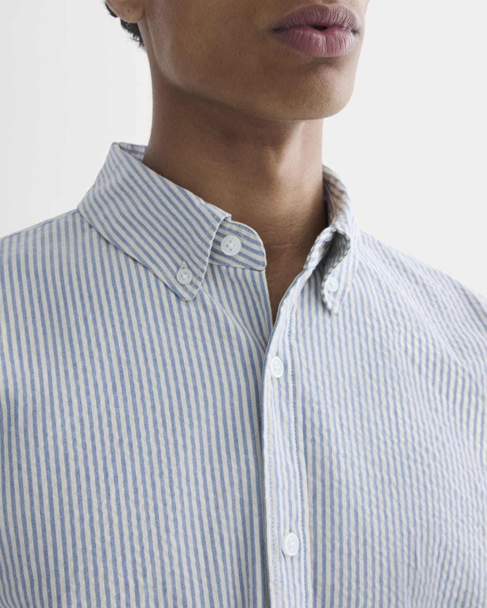 The Seersucker Long-Sleeve Shirt | Dutch Blue / Natural - Image 4