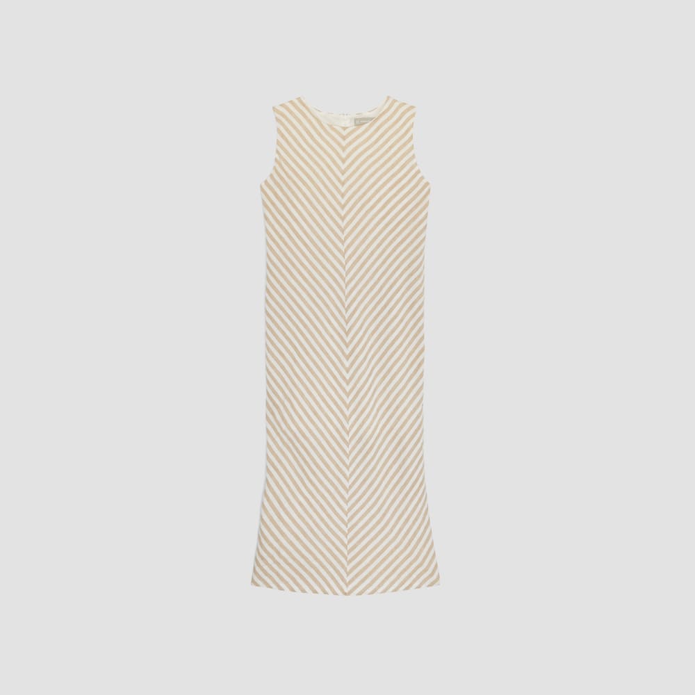 The Linen Bias Cut Dress | Bone / Caramel - Image 2