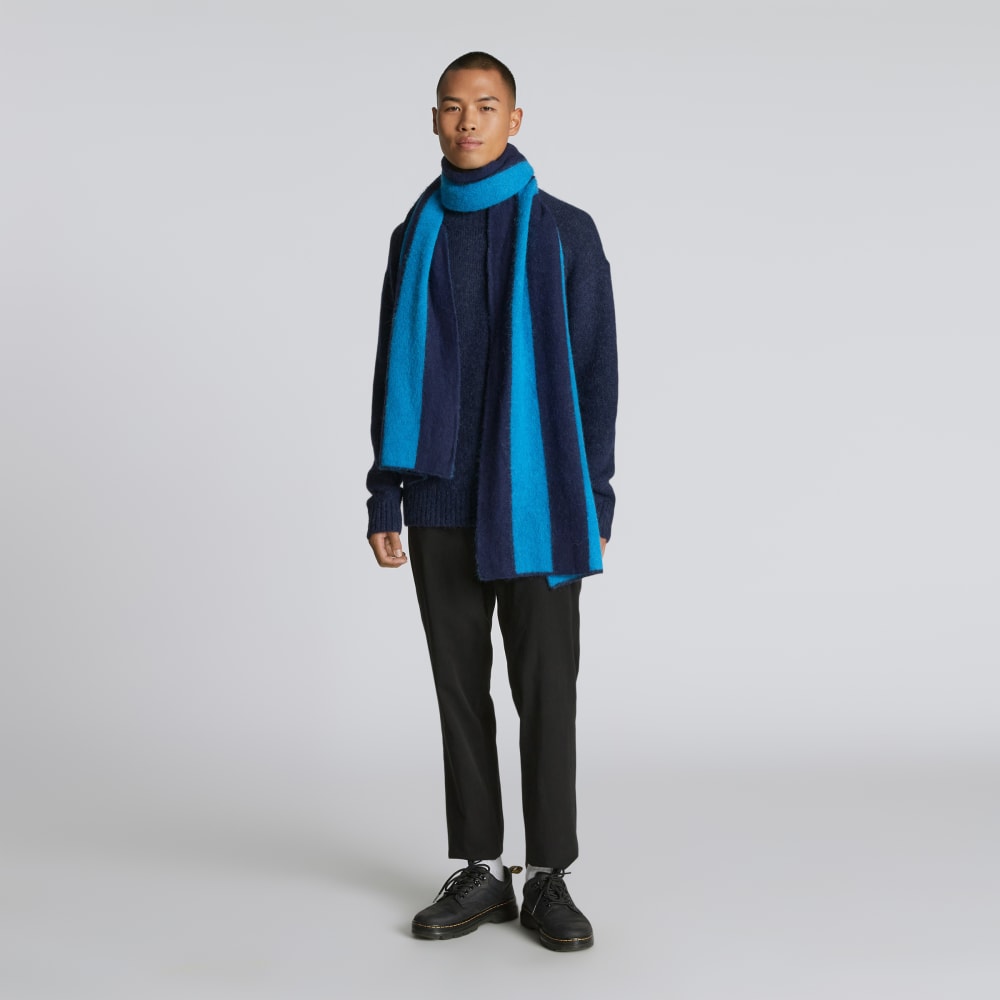 The Alpaca Patterned Scarf | Horizon Blue / Ocean Cavern - Image 5