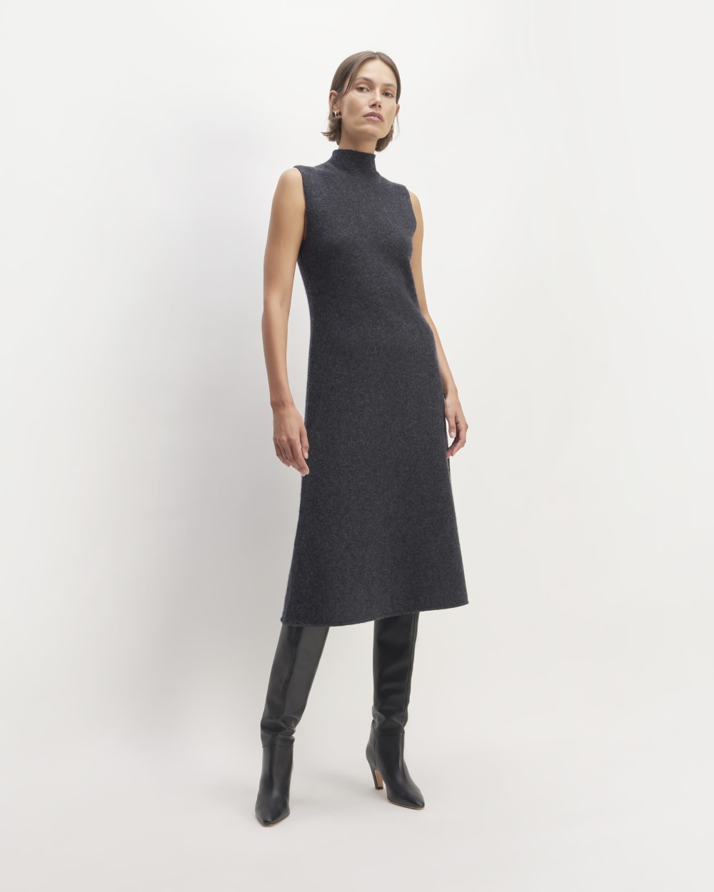 The Cozy-Stretch Sleeveless Midi Dress | Charcoal