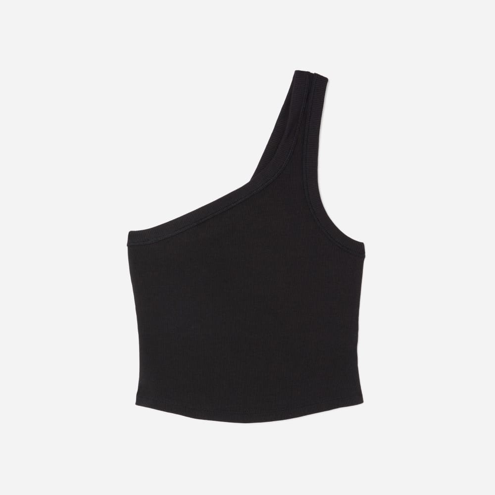 The Ribbed One-Shoulder Tank | Black