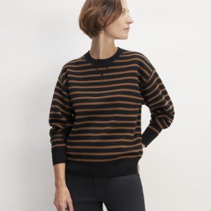 The Cotton-Merino Sweatshirt | Black / Dark Camel