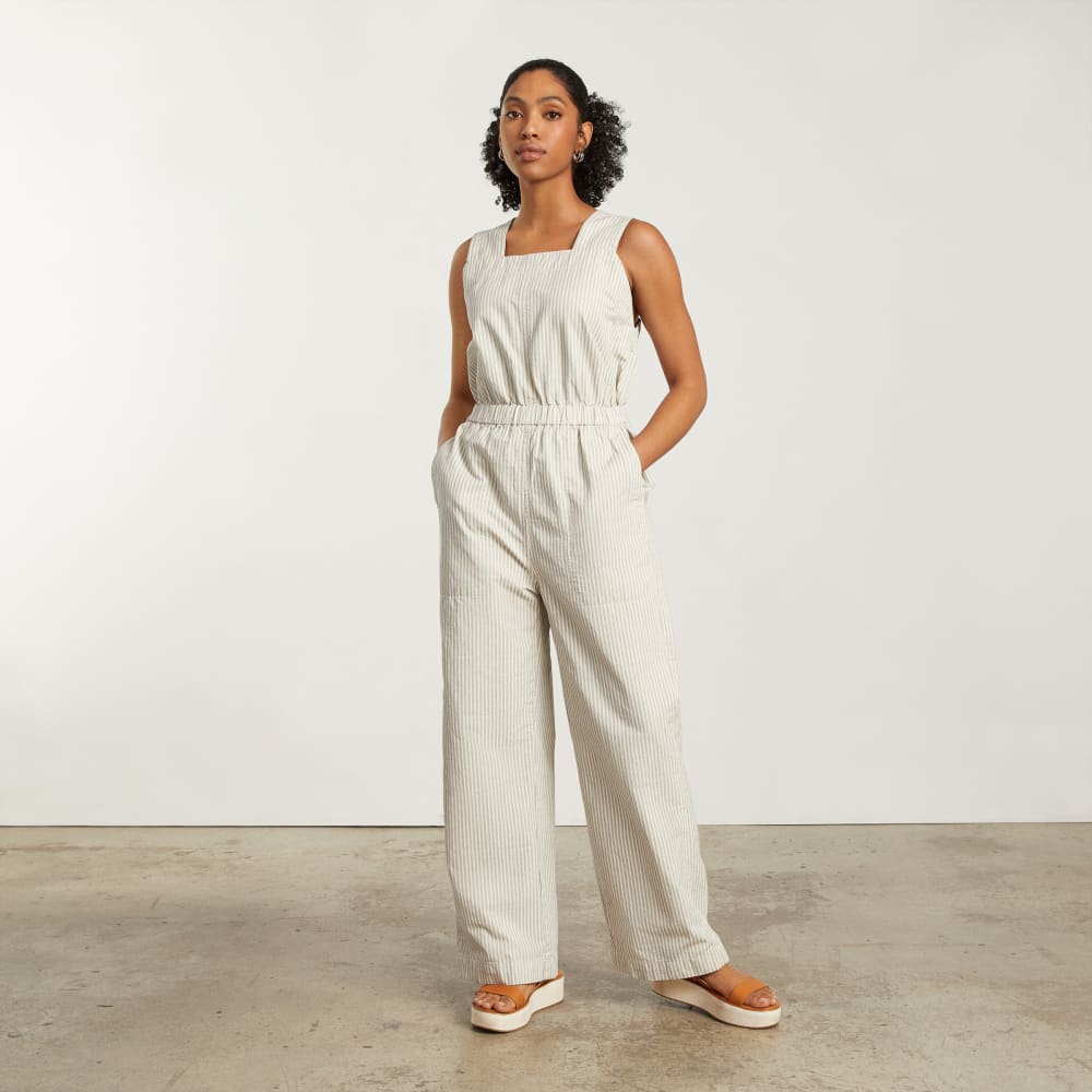 The Fatigue Apron Jumpsuit | Navy Stripe - Image 2