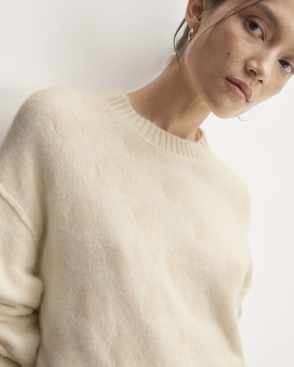 The Alpaca Polka Dot Oversized Crew | Snow / Canvas Polka Dot - Image 4