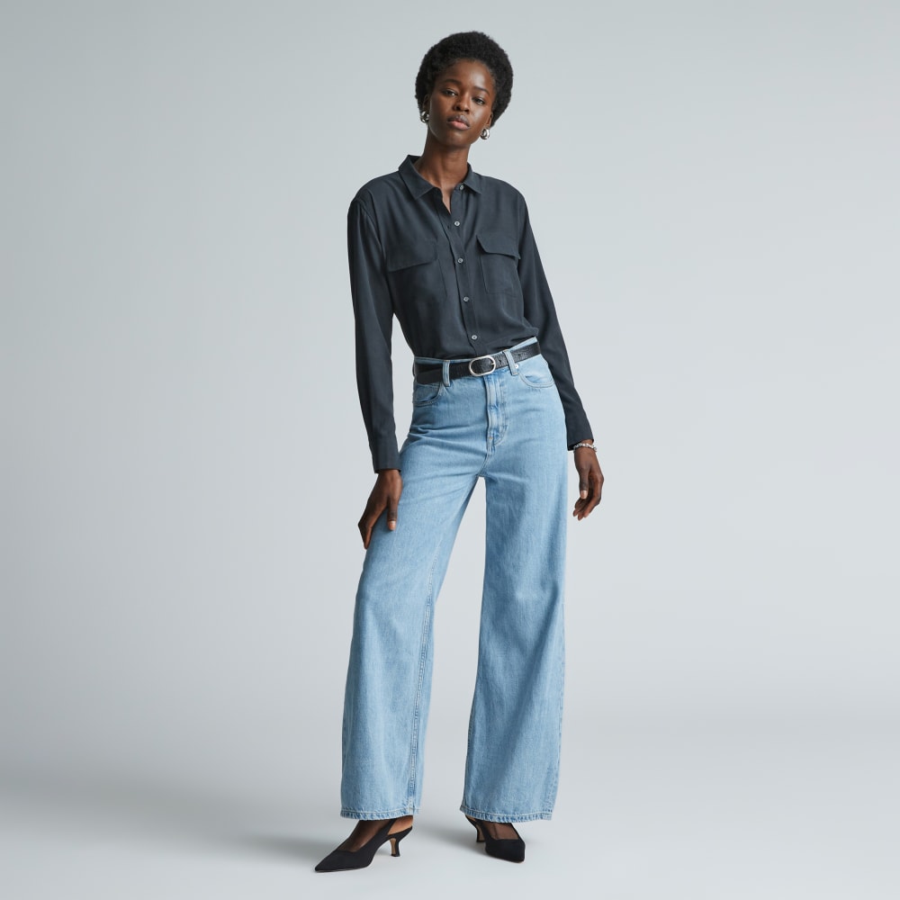 The Washable Silk Relaxed Shirt | Washed Black - Image 6