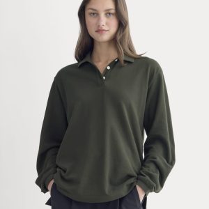 Oversized Pique Polo | Dark Green