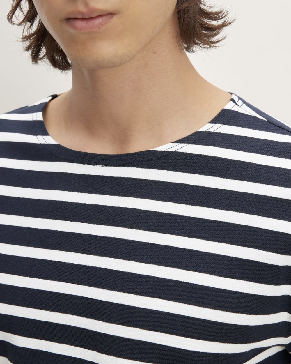 The Premium-Weight Long-Sleeve Mariner Tee | Navy / Bone - Image 4