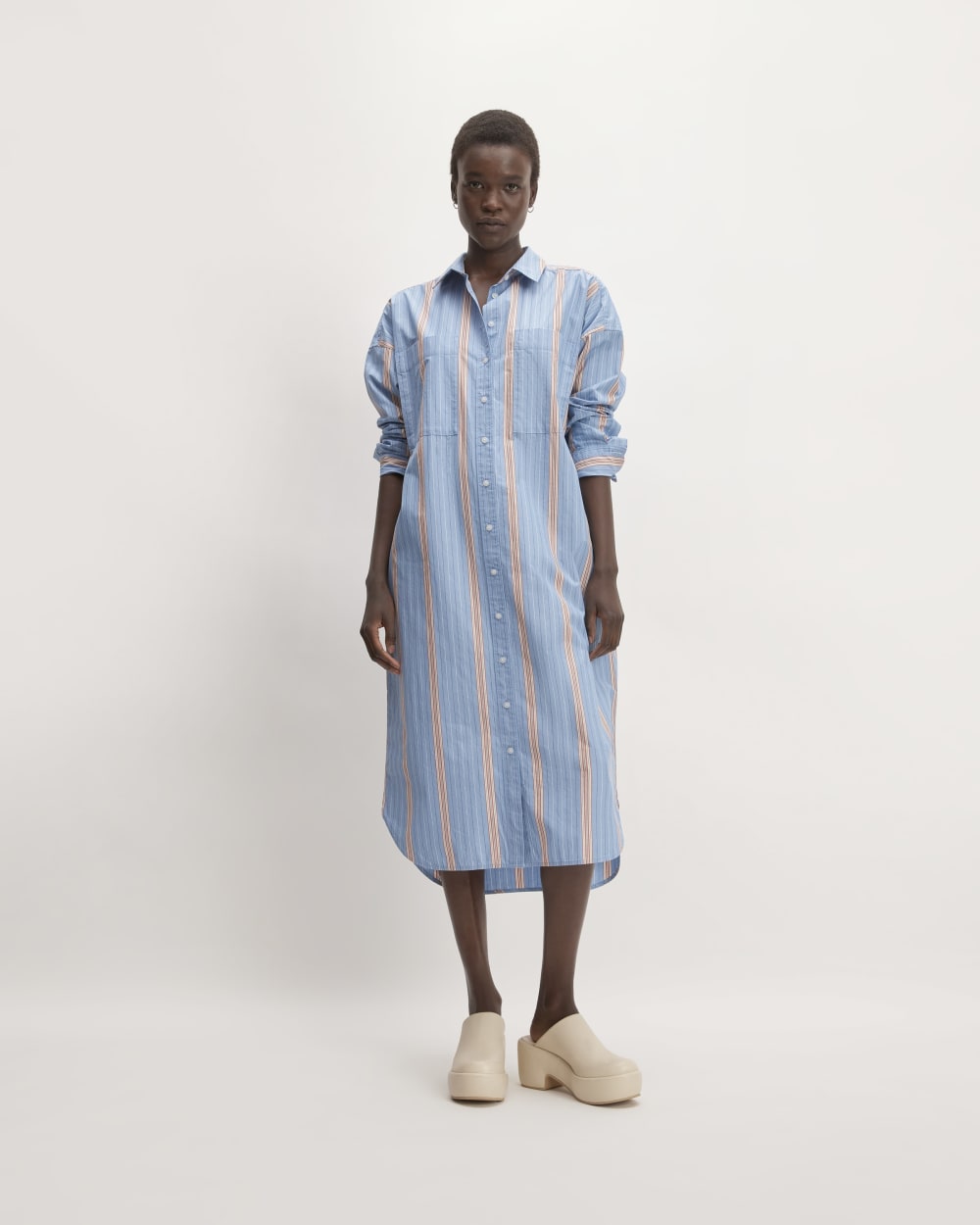 The Midi Cotton Shirt Dress | Parisian Blue / Black / Rusted Red / Bone