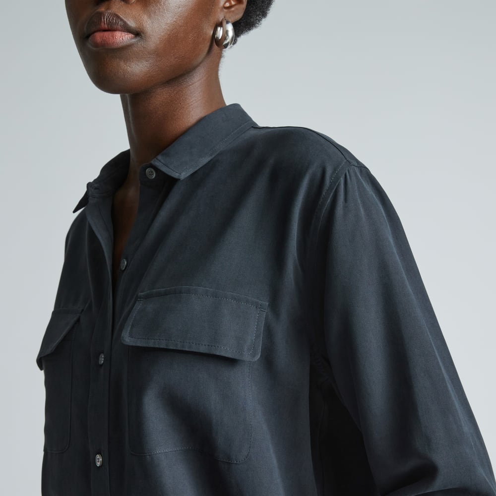 The Washable Silk Relaxed Shirt | Washed Black - Image 4