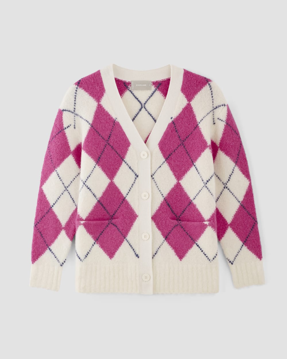 The SuperFuzz Alpaca Cardigan | Bone / Fuchsia Pink / Ocean Cavern - Image 2