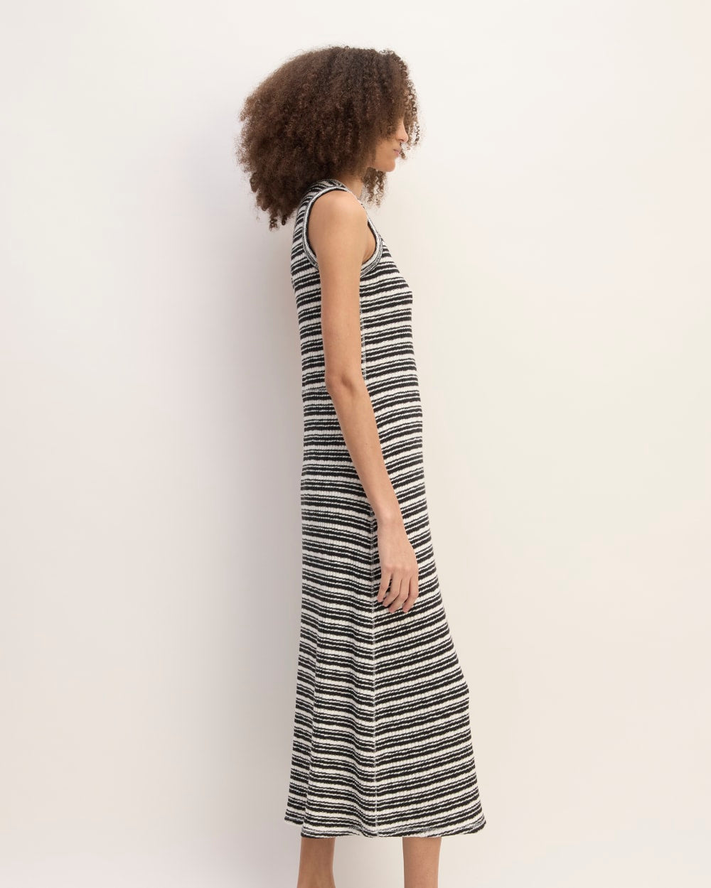 The Rib-Knit A-Line Tank Dress | Bone / Black - Image 3