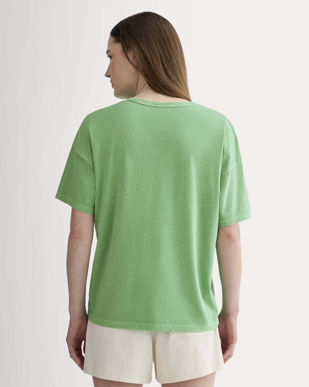 The Boyfriend Tee in Essential Cotton | Green Garment Dye - Image 4