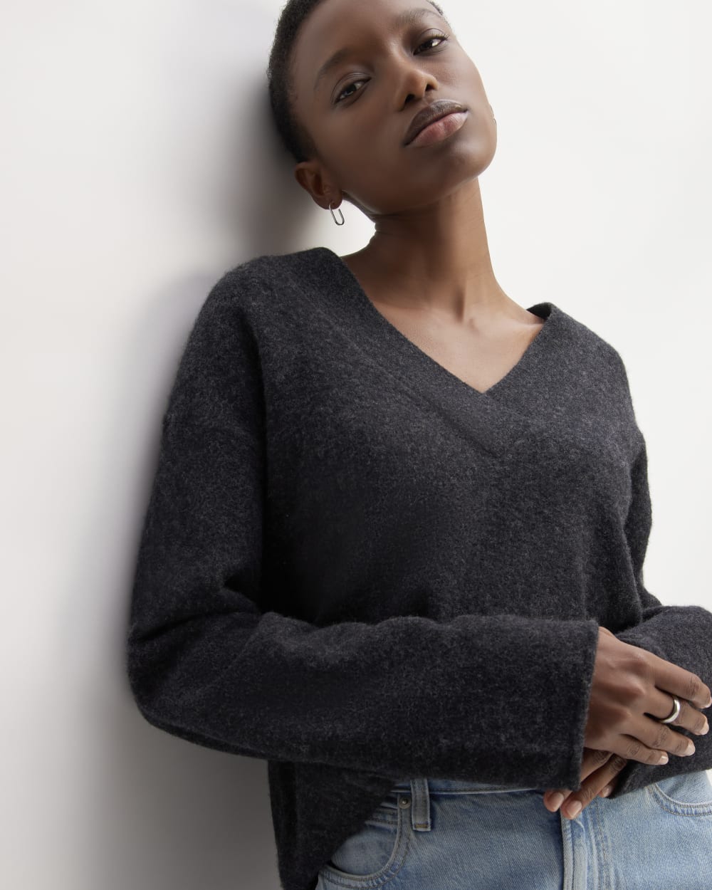 The Cozy-Stretch V-Neck Sweater | Charcoal - Image 4