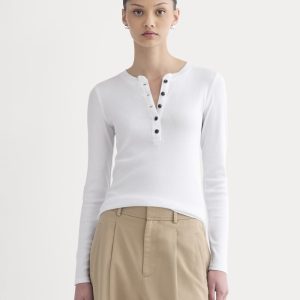 The Luxe Rib Henley | White
