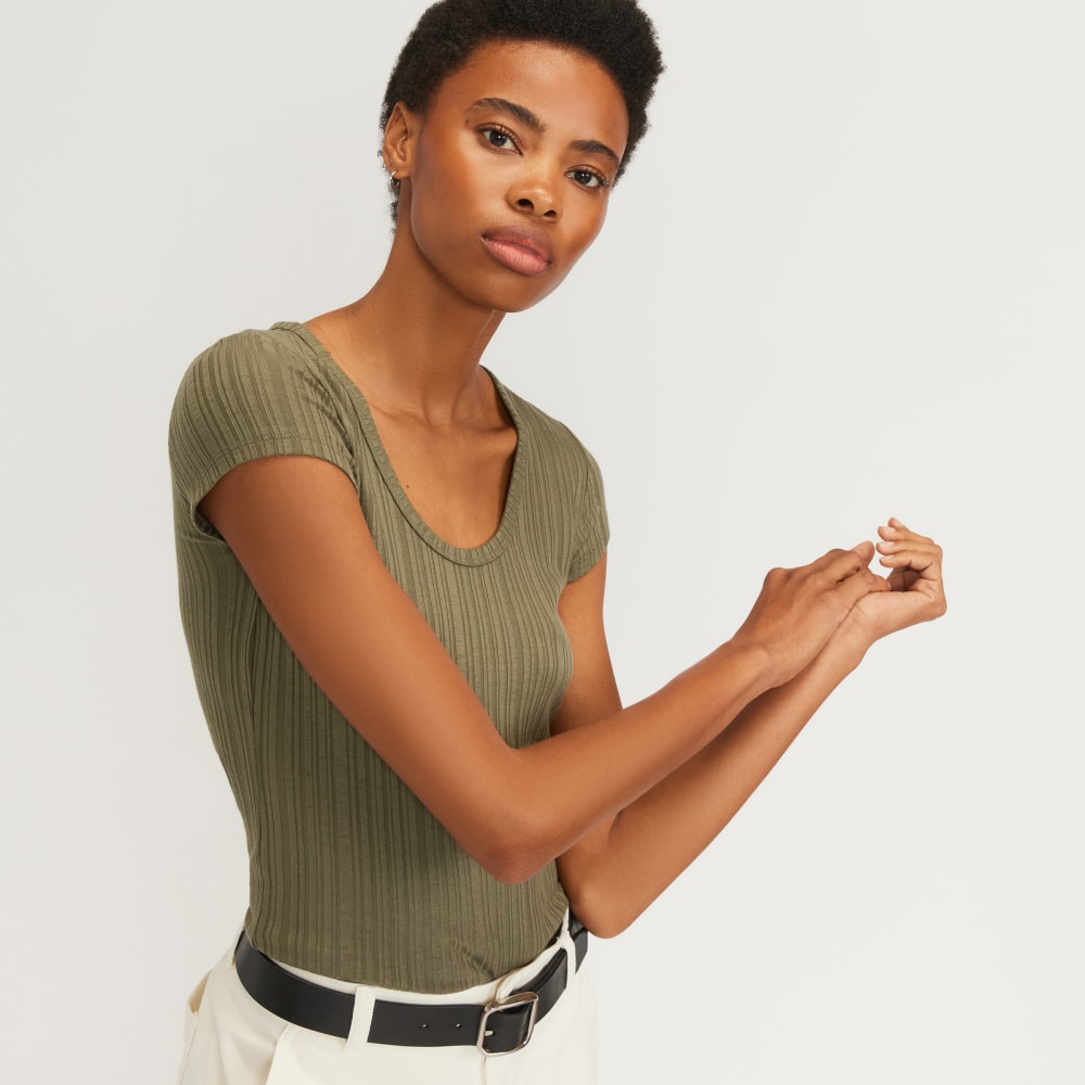 The Rib Soft Knit Scoop-Neck Tee | Kalamata - Image 4