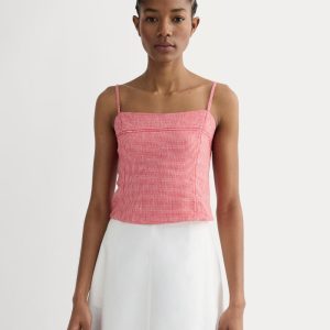 The Seamed Top in Stretch Linen | Classic Red Gingham