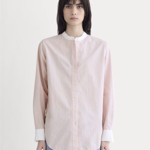 The Oversized Shirt in Ultrasoft Cotton | Pink / White