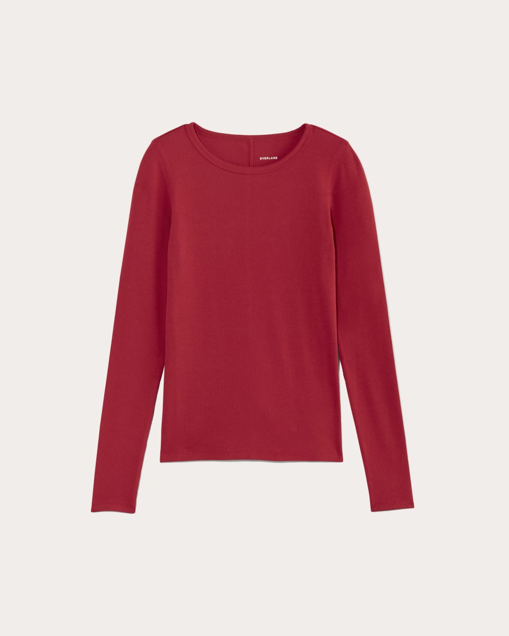The Luxe Rib Long-Sleeve Crew | Berry Red - Image 2