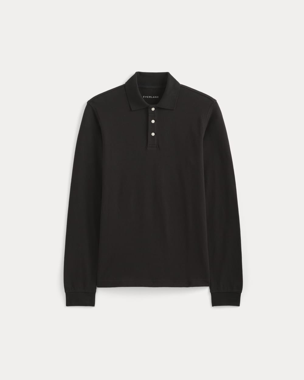 The Long-Sleeve Pique Polo | Black - Image 2