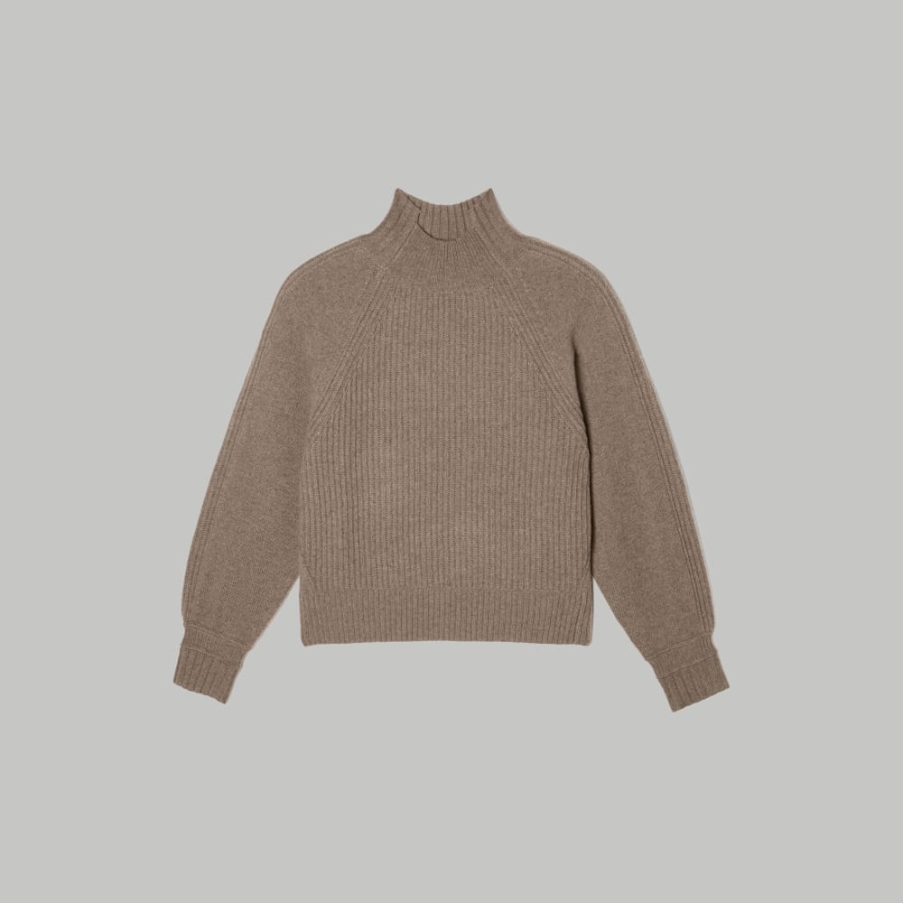The Cashmere Ribbed Turtleneck | Heathered Taupe Grey - Image 2