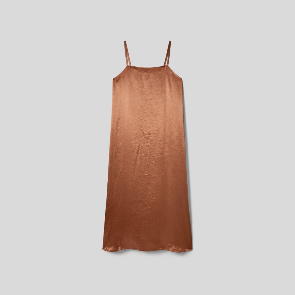 The Satin Square-Neck Slip Dress | Carob Brown - Image 2