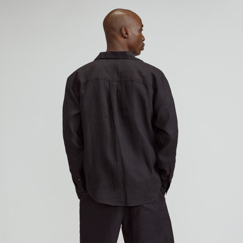 The Relaxed Linen Long-Sleeve Shirt | Black - Image 3