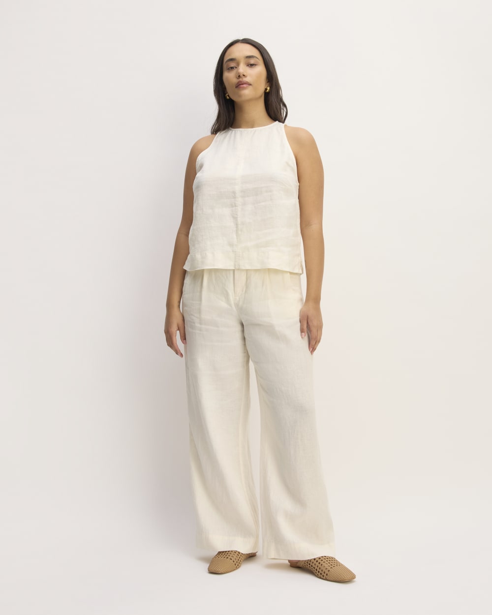 The Linen High-Neck Tank | Bone - Image 3