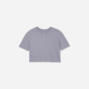 The Vintage Henley Hemp Tee | Lilac Grey