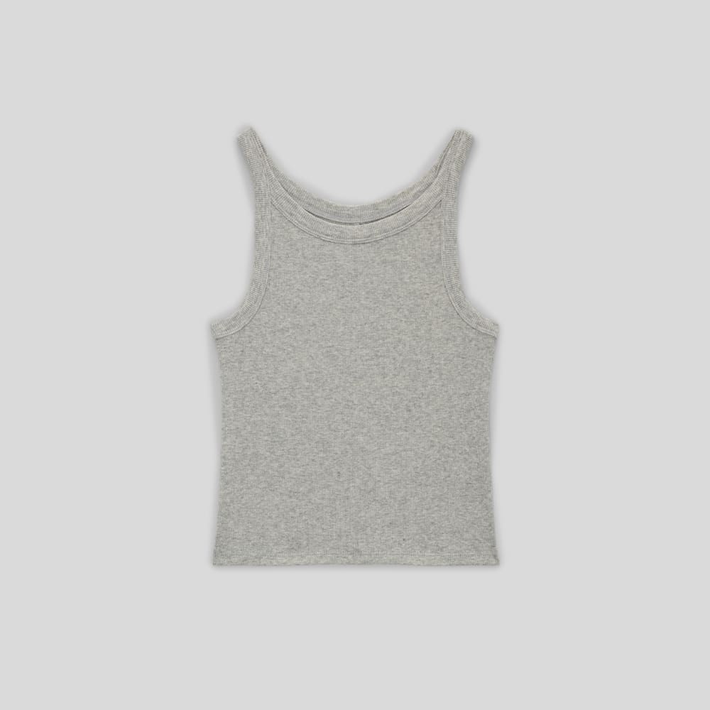 The Supima? Micro-Rib Cropped Tank | Heather Grey - Image 2
