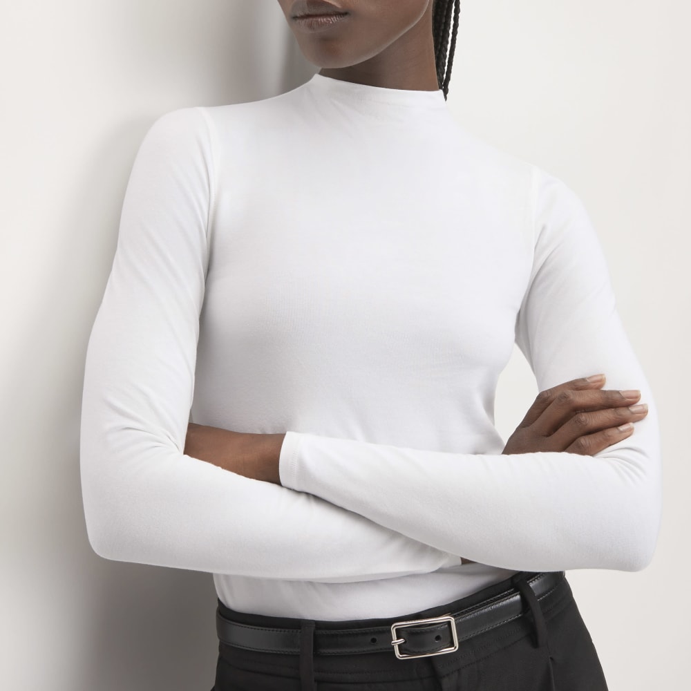 The Supima? Form Funnel Neck Tee | White - Image 4