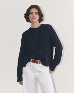 The Cable Sweater in Everyday Cotton | Navy