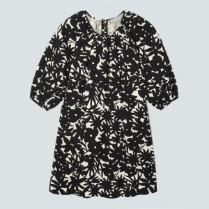 The Seersucker Puff Sleeve Dress | Black / Canvas Floral