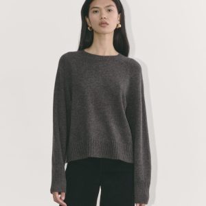 The Boxy Crew in Cashmere | Heather Charcoal