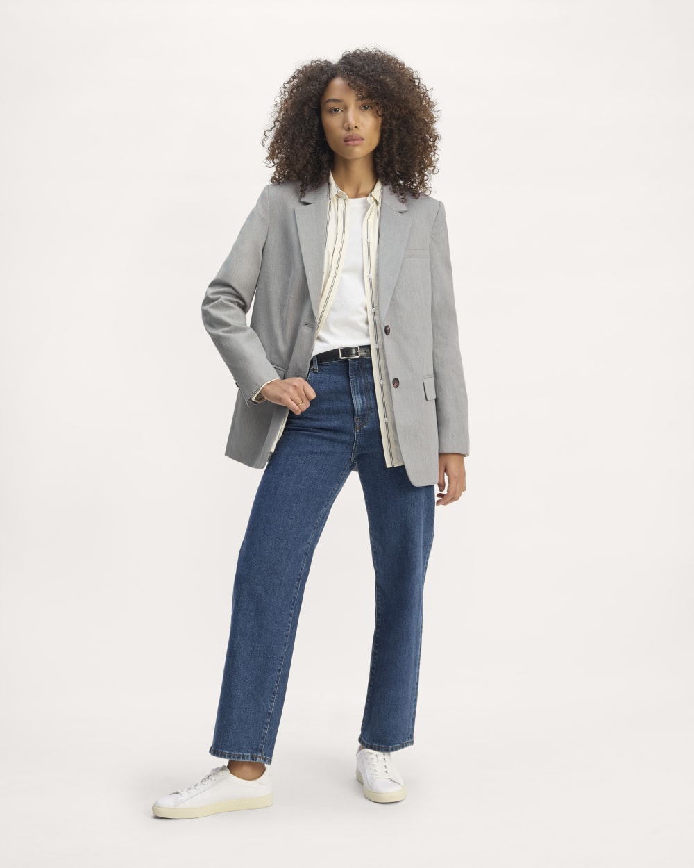 The Oversized Blazer in Buttersmooth | Heather Steel - Image 3